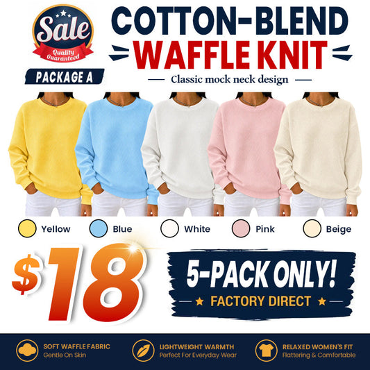 Women's Waffle Knit Crewneck Sweatshirt