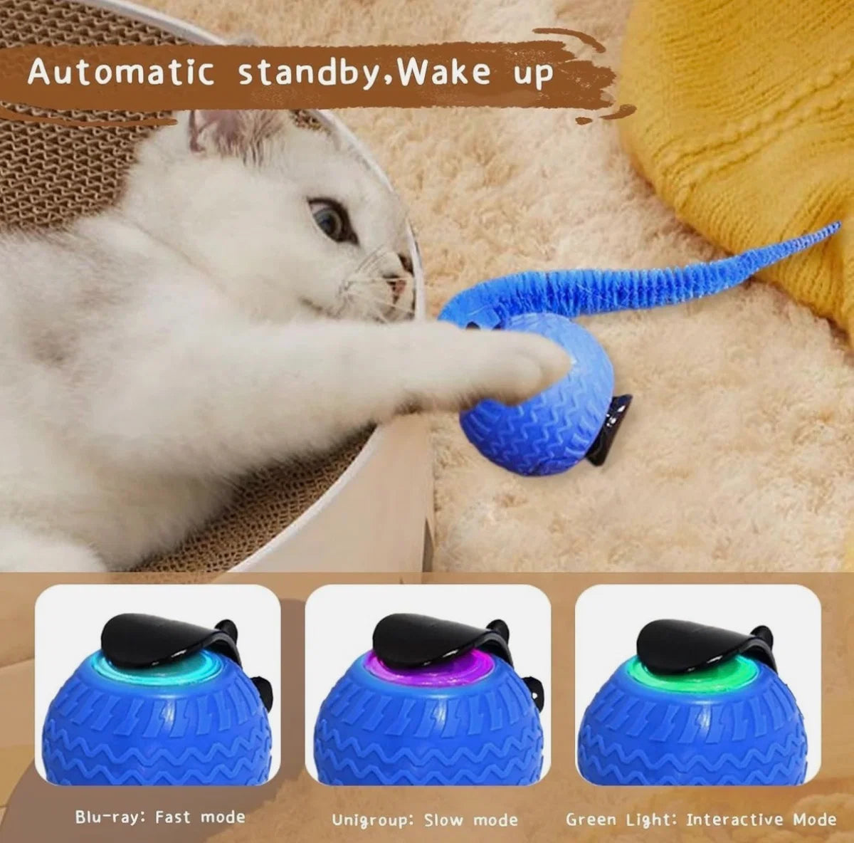 Speedy Tail Cat Toy, Interactive Toy for Indoor Cats blue color