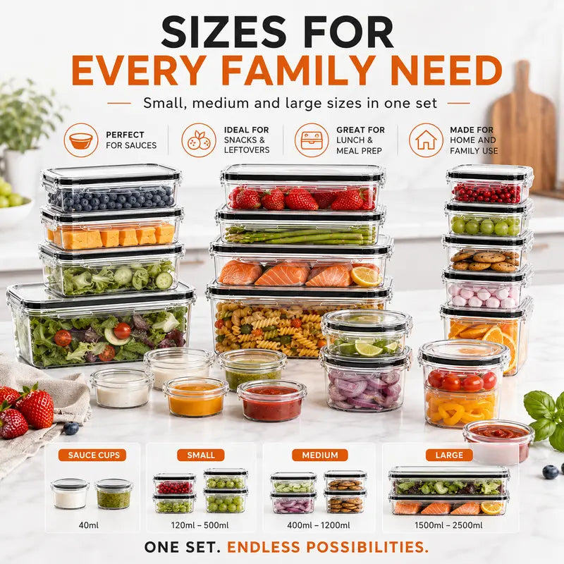 40/50 PCS Large Airtight Plastic Food Storage Containers🍽️🍽️