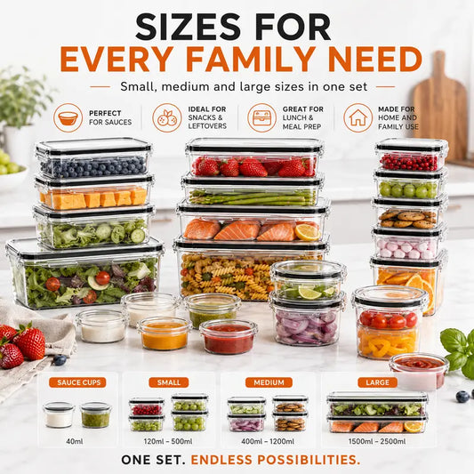 40/50 PCS Large Airtight Plastic Food Storage Containers🍽️🍽️
