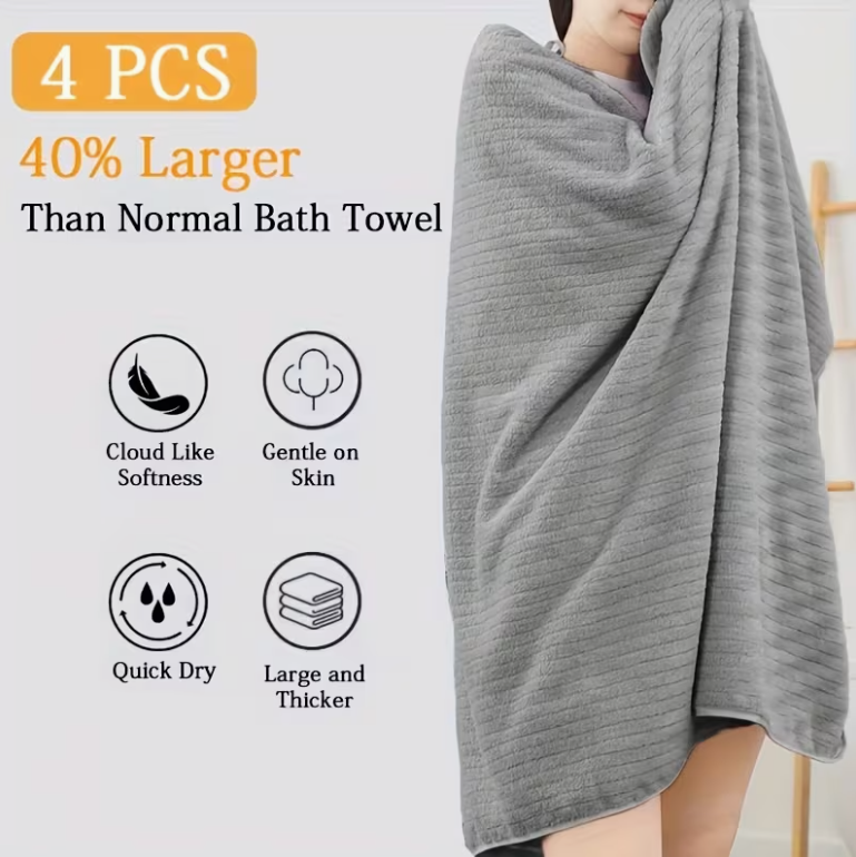 4 Pack Oversized Bath Towels Set