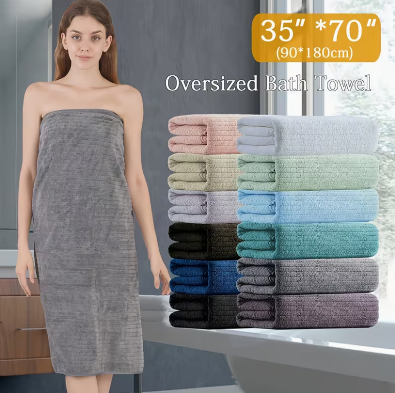 Oversized microfiber bath towels available in multiple colors