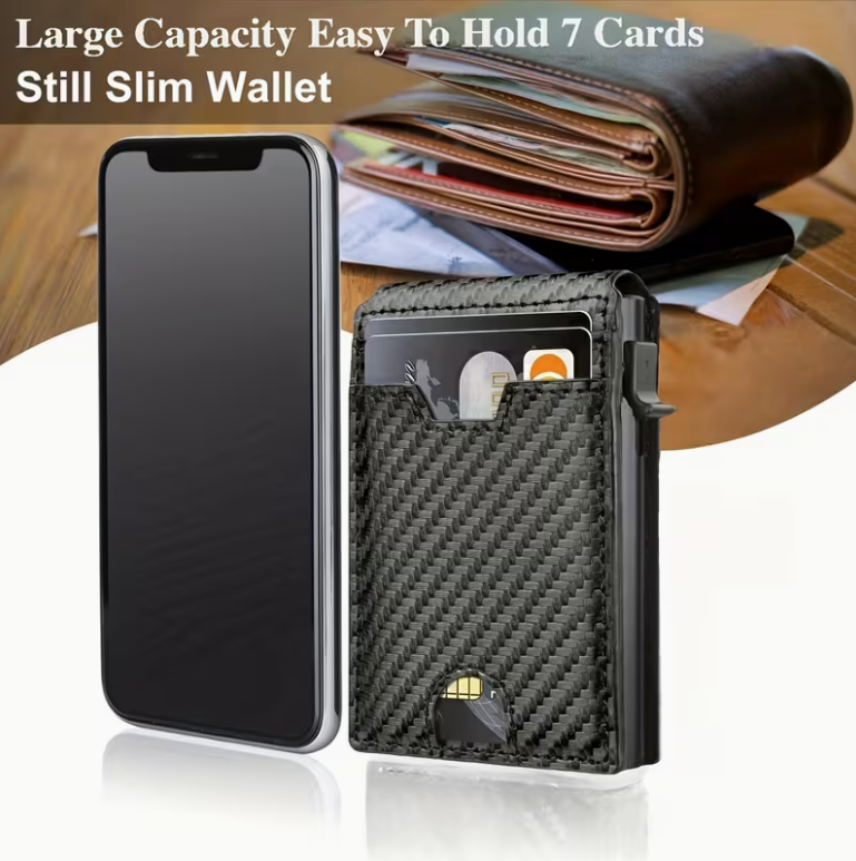 Minimalist Pop-Up Wallet for Men – RFID Blocking Aluminum Card Holder