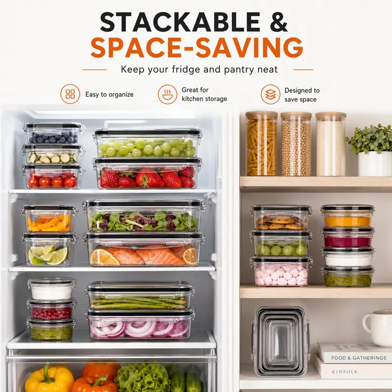 40/50 PCS Large Airtight Plastic Food Storage Containers🍽️🍽️