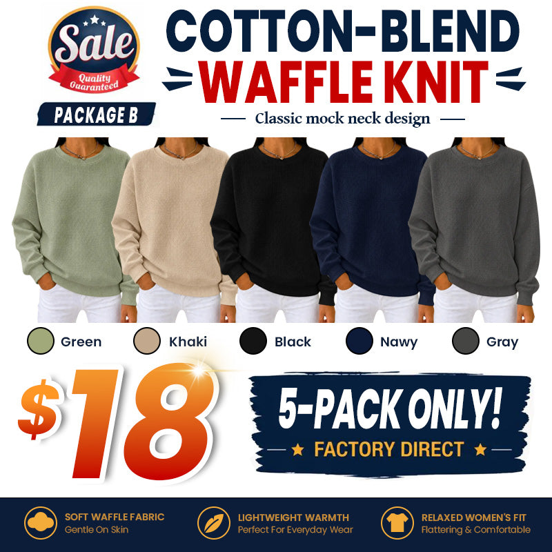 Women's Waffle Knit Crewneck Sweatshirt