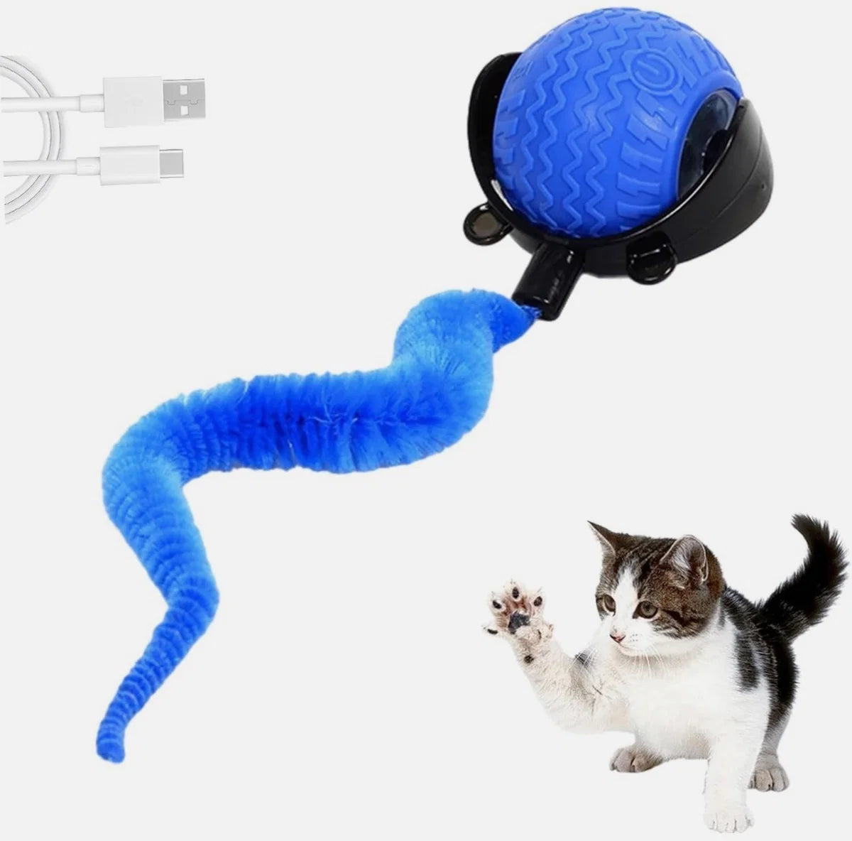 Speedy Tail Cat Toy, Interactive Toy for Indoor Cats blue color