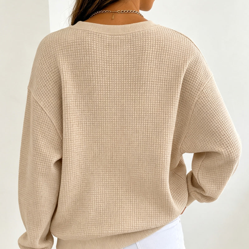 Women's Waffle Knit Crewneck Sweatshirt