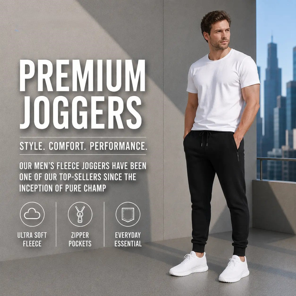 Unisex Essential Everyday Joggers with Zip Pockets