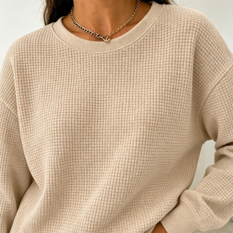 Women's Waffle Knit Crewneck Sweatshirt