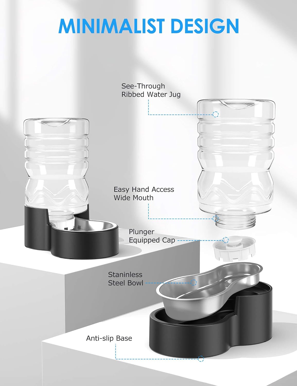 1.7-Gallon (6.5L) Automatic Pet Water Fountain (Black)