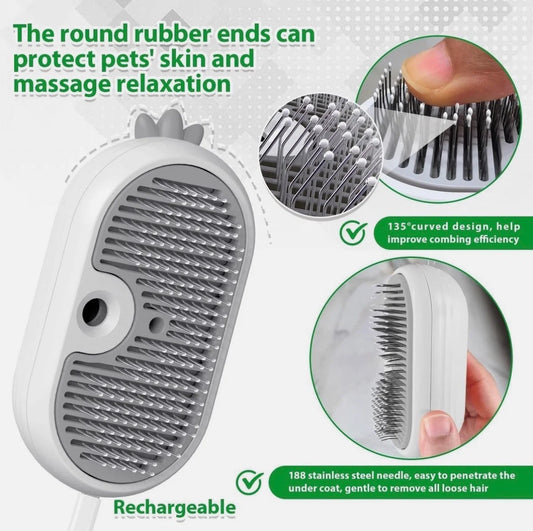 Self Cleaning Cat Steam Brush with Water Tank for Dogs Cats Rabbits