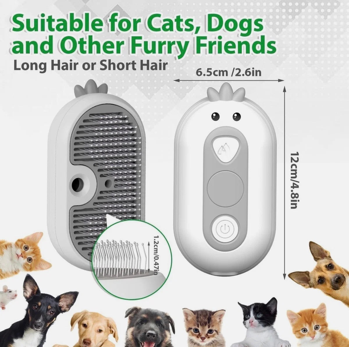 Self Cleaning Cat Steam Brush with Water Tank for Dogs Cats Rabbits