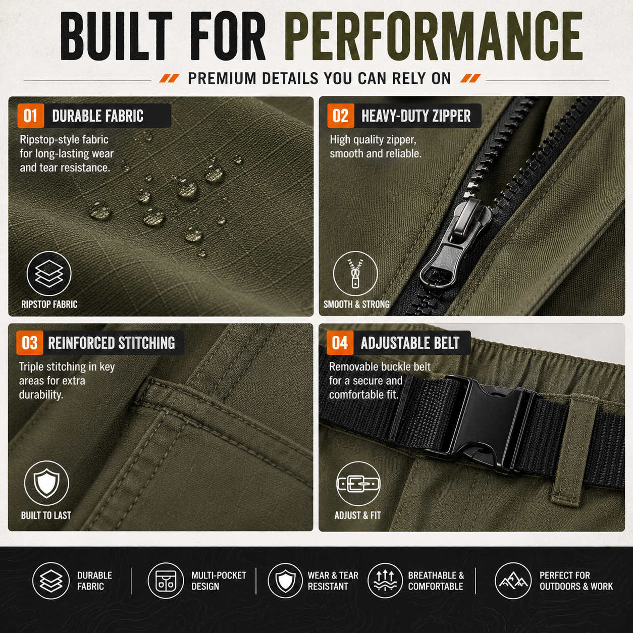 Men's Tactical Cargo Pants – Durable Multi-Pocket Outdoor Work Pants