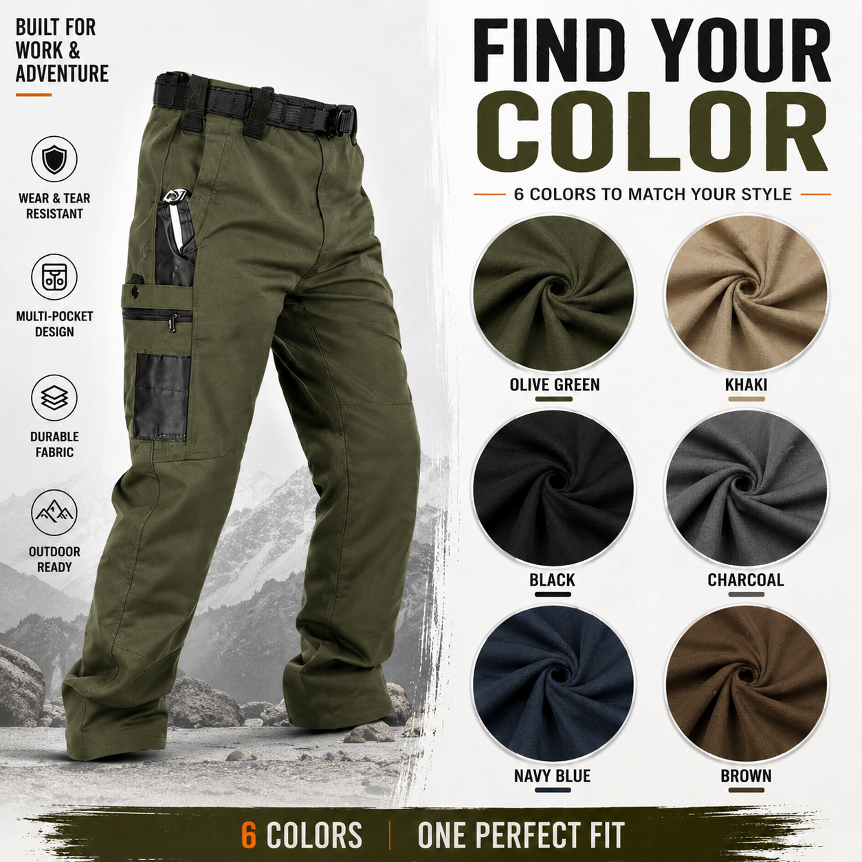 Men's Tactical Cargo Pants – Durable Multi-Pocket Outdoor Work Pants