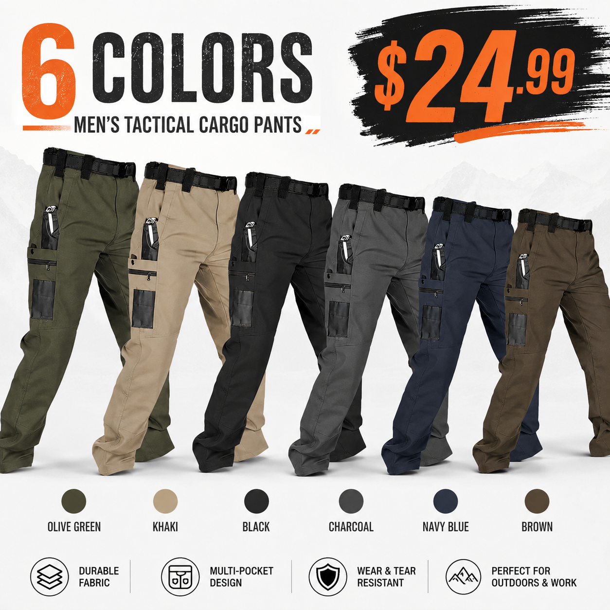 Men's Tactical Cargo Pants – Durable Multi-Pocket Outdoor Work Pants