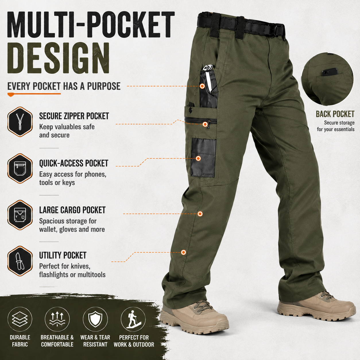 Men's Tactical Cargo Pants – Durable Multi-Pocket Outdoor Work Pants