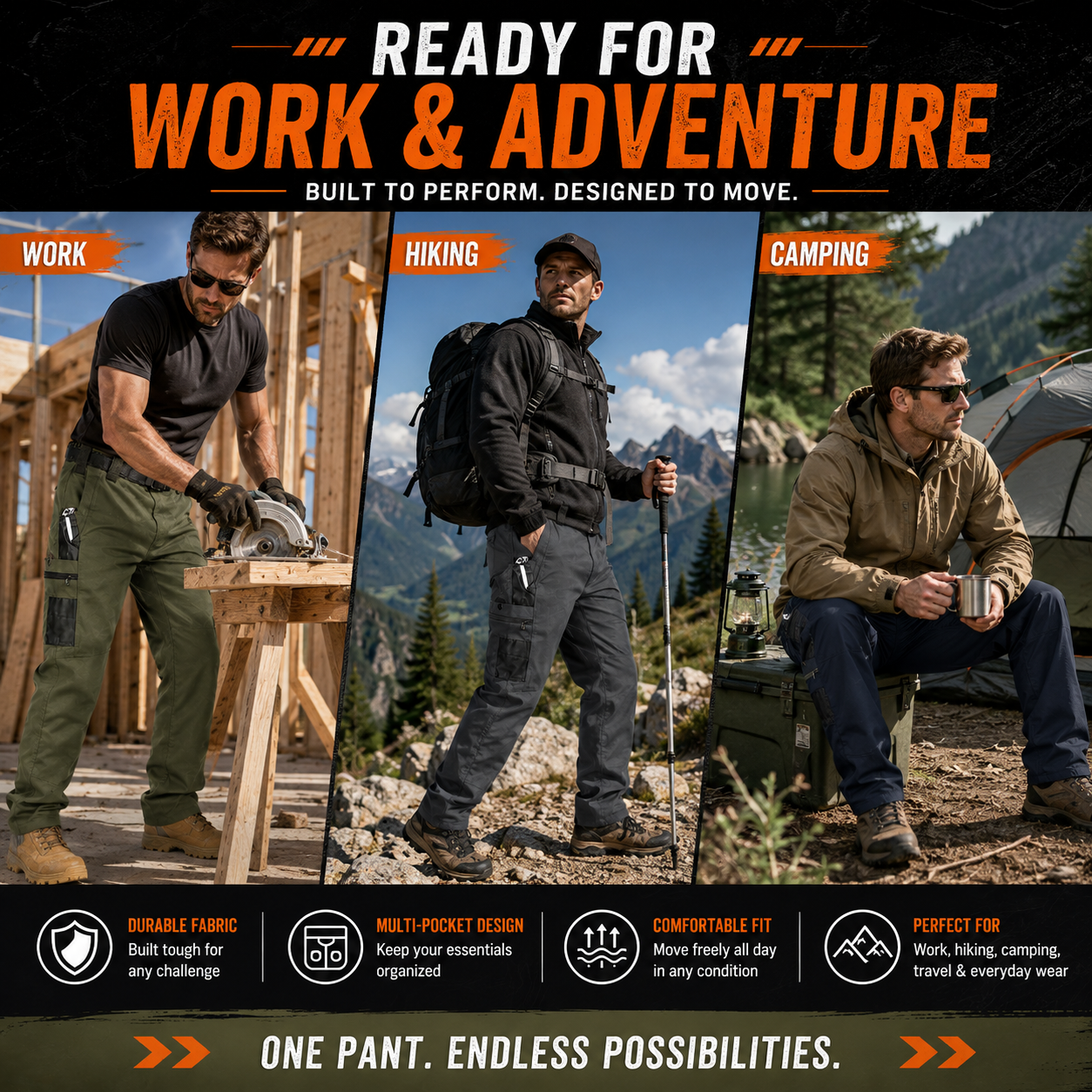 Men's Tactical Cargo Pants – Durable Multi-Pocket Outdoor Work Pants