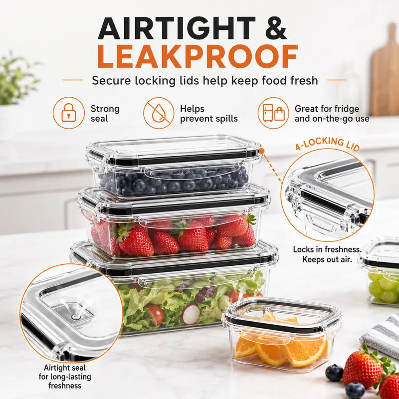 40/50 PCS Large Airtight Plastic Food Storage Containers🍽️🍽️